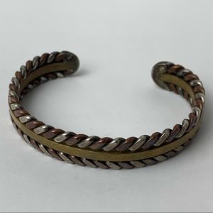 Sausalito Craftworks SC w Anchor Woven Cuff Bracelet 925 Silver Copper Jewelry!